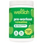 Wellah Pre-Workout + Creatine Powder (30 Servings) Green Apple – 200mg Caffeine, 3g Creatine, 5g Citrulline Malate