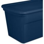 Sterilite 30 Gallon Tote, 18-Pack Stackable Plastic Storage Bins with Snap Lids and In-Molded Handles, Marine Blue for Home Storage - Image 2