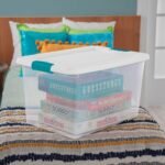 Sterilite 64 Qt Clear Plastic Stackable Storage Bin w/ White Latch Lid, 30 Pack - Image 5