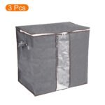 Unique Bargains Storage Bag Organizer with Reinforced Handle for Comforters Bedding Blankets Clothing Pillows Foldable with Sturdy Zipper Grey - Image 3