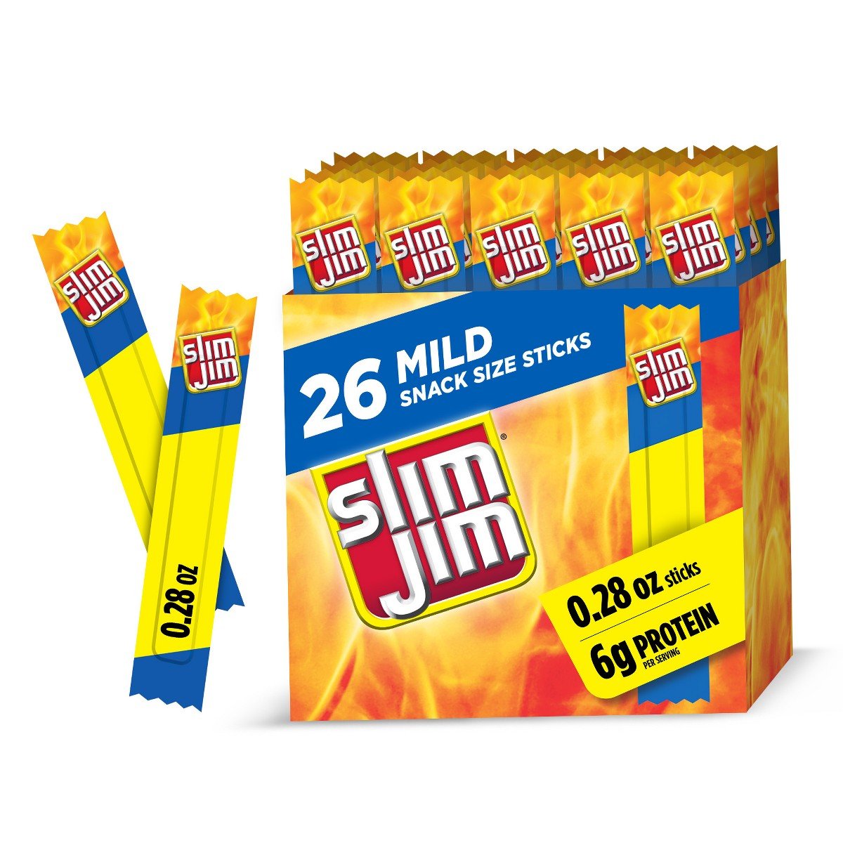 GUEST_20323c98-fe40-4910-9b44-7bb5eeb5ebce.jpg Slim Jim Plain Meat Sticks - 7.28oz/26ct: Beef, Chicken, Pork, 6g Protein Per Serving - Image 1