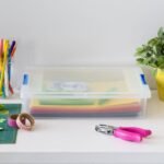 IRIS Storage Clip Box Blue: Stackable Storage Bin with Lid, 5.5 Qt, Built-In Handles, Transparent, Universal & Scrapbook Storage - Image 4