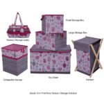 Bacati - Owls Pink/Gray Girls Cotton Storage Box Large - Image 5