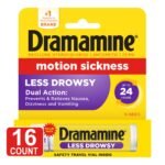 Dramamine All Day Less Drowsy Motion Sickness Relief Tablets for Nausea, Dizziness & Vomiting - 16ct