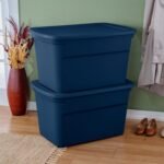 Sterilite 30 Gallon Tote, 18-Pack Stackable Plastic Storage Bins with Snap Lids and In-Molded Handles, Marine Blue for Home Storage - Image 4