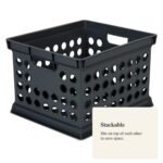 Storage Crate Black - Room Essentials™: Plastic Stackable Utility Bin, Portable with Built-In Handles, 30.6L Capacity - Image 6