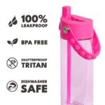 Elemental Water Bottles for Kids - Splash Kid Bottle for School Pop-it Handle - BPA Free Tritan with Straw Leak Proof 18oz - Spring Blossom Clear - Image 4