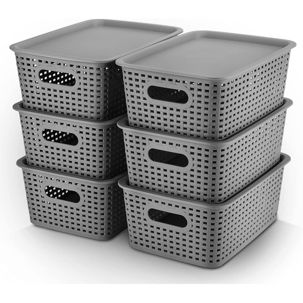 GUEST_2335efd7-7a18-4e64-804d-1ae1721e9836.jpg Summit Adventure Plastic Storage Baskets Bins with Lid Organizing Storage Bins for Shelves Drawers Desktop Closet Playroom Classroom Office,6 Pack - Image 1