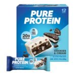 Pure Protein Cookies & Cream High Protein Snack Protein Bar - 20g Protein - 12ct: Gluten-Free, Chewy