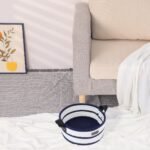 REGALWOVEN 2 Pack Woven Storage Basket with Leather Handles, Key Tray Bowl for Entryway Desk, Home Decor Dark Blue 7.9*3.9in - Image 4