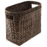 Casafield Magazine Holder Basket with Handles, Espresso Dark Brown - Oval Water Hyacinth Storage Bin for Bathroom, Home Office - Image 2