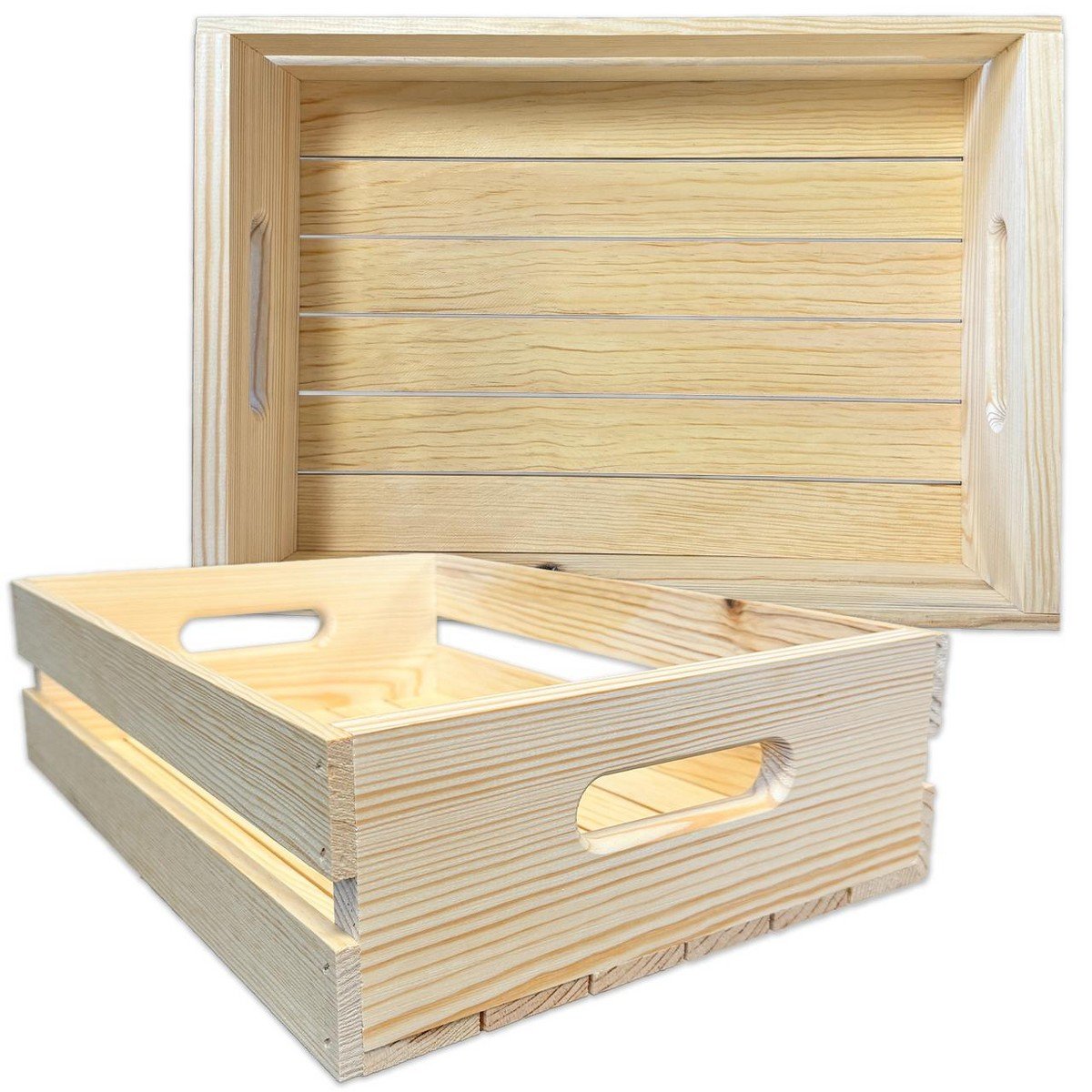 GUEST_2533e380-a199-4e49-87e4-73bb8c34a93a.jpg Wilson's Pine Handle Pallet Serving Tray Crates - 2 Pack - 12.5" x 18" x 4.75" - Image 1