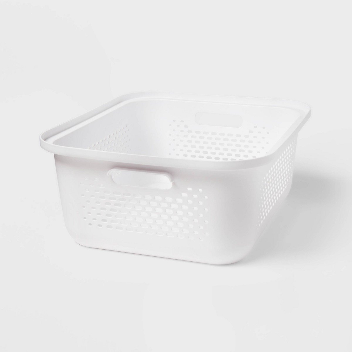GUEST_25349fc3-e5d1-4806-9009-d681eb4d20d2.jpg Small Rounded Square Decorative Plastic Bin with Cutout Handles White - Brightroomâ„¢ - Image 1