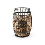 True Wine Barrel Cage Cork Holder, Decorative Metal Cork Storage, Kitchen, Home Decor Display, Gifts for Wine Lovers, Collectors, Holds 220 Wine Corks