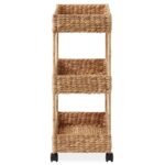 Casafield 3-Tier Rolling Cart - Natural, Water Hyacinth Nursery Caddy, Utility Cart, Storage Organization for Bathroom, Craft Room, Laundry Room - Image 6