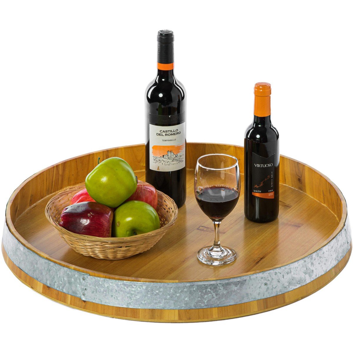 GUEST_268149f4-ecb0-4fa4-9984-297e968d1efb.jpg Vintiquewise Large Barrel Head Decorative Storage Serving Tray - Image 1
