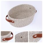 REGALWOVEN 6 Packs Woven Storage Basket, Shelf Closet Oval Storage Bin with Handles for Key Tray Bowl, Home Decor Anthracite 11.8*9.1*4.7in - Image 2