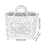Alilang Floral Quilted Fabric Storage Tote with Handles and Pocket - Pink - Image 5