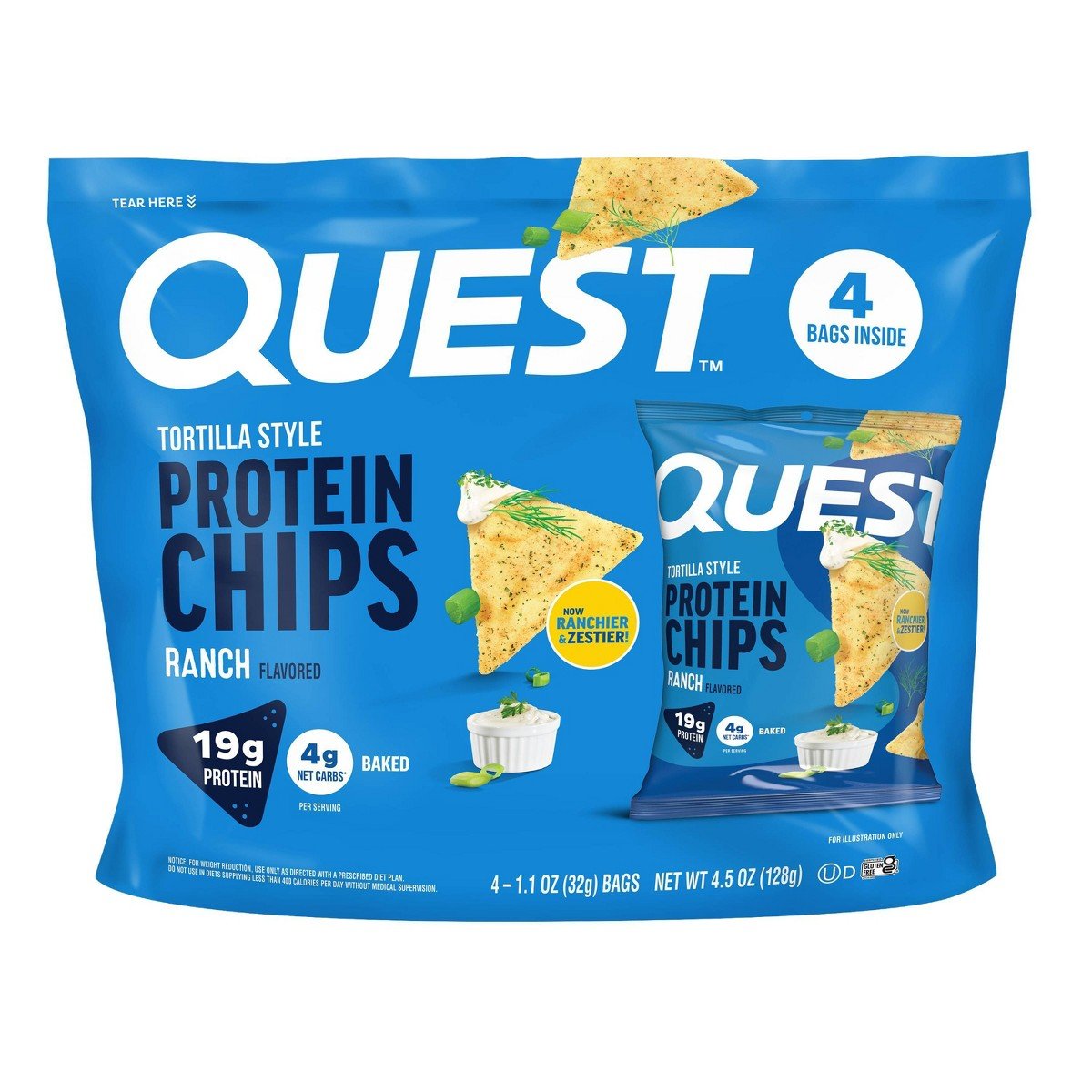 GUEST_27cc6997-9065-47aa-b471-288b9f66a4e0.jpg Quest Nutrition Tortilla Style Protein Chips - Ranch - 4pk/1.1oz - Image 1