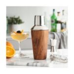 True Stainless Steel Cocktail Shaker with Built-in Strainer & Jigger Cap, Drink Mixer for Vodka Cocktails, Margaritas, Martinis, 20 oz, Wood Pattern - Image 6