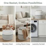 REGALWOVEN Woven Cotton Rope Lightweight Handcrafted Open Storage Bins 14 x 14 x 16.9 Inch 1 Pc White Grey - Image 2