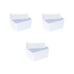YBM Home Small White Plastic Storage Bin with Lid (2140),3-Pack