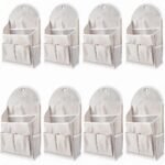 Storage Bins, Storage Organizer, 8 Pack Cotton Linen Wall Hanging Storage Bag with Waterproof Coating, Metal Grommet Hooks for Bedroom