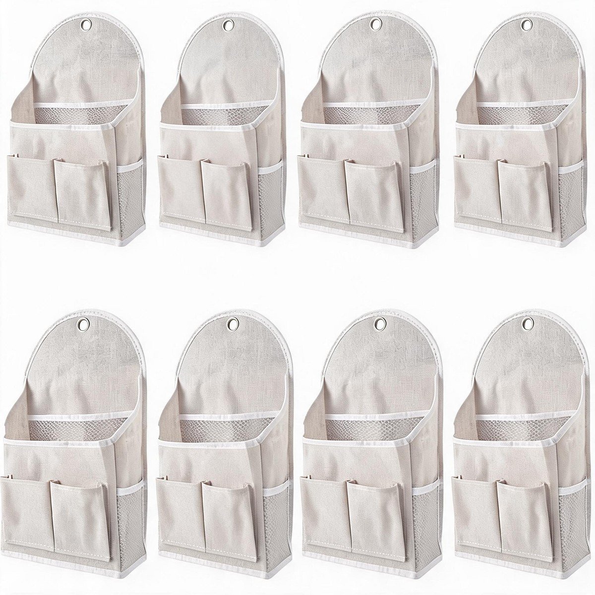 GUEST_2a37259d-d8d2-440f-9303-e08e5563e019.jpg Storage Bins, Storage Organizer, 8 Pack Cotton Linen Wall Hanging Storage Bag with Waterproof Coating, Metal Grommet Hooks for Bedroom - Image 1