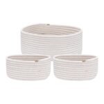 Unique Bargains Woven Storage Organizer Decor Storage Basket 3 Pcs Beige