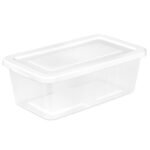 Sterilite 48-Pack 6 Quart Storage Box, Clear Plastic Storage Organizer Bins with White Lids, Stackable Containers for Home, Closet, Bathroom & Office