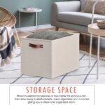 Ornavo Home 6 Pack Linen Fabric Kallax Storage Cube Bin with Faux Leather Handles - 13" 15" x 13" - Beige - Image 3