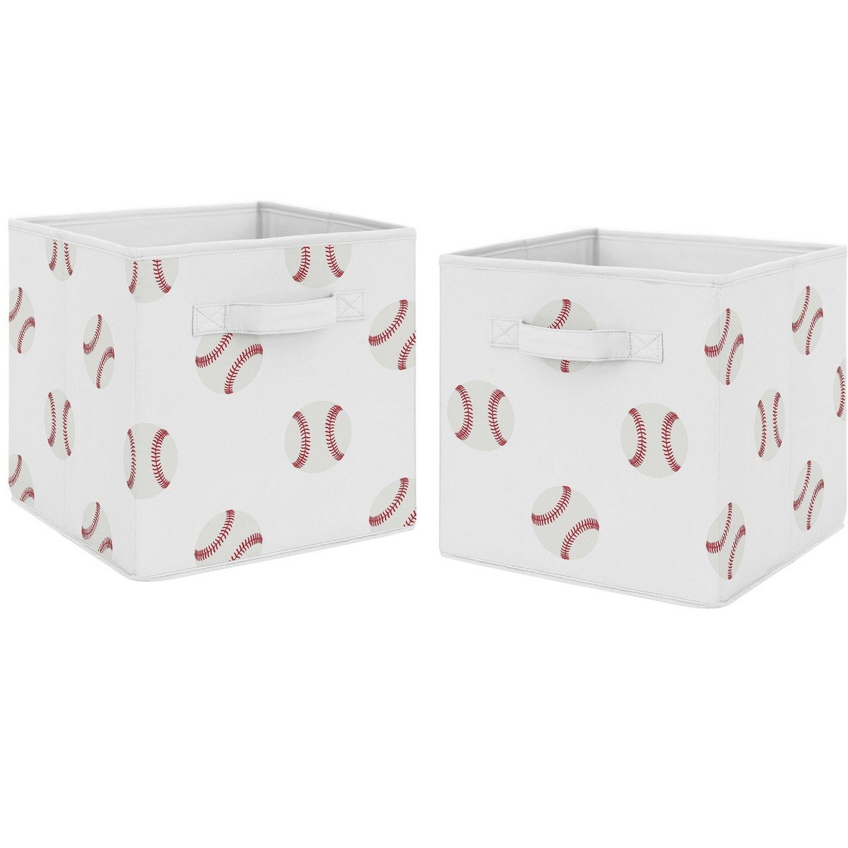 GUEST_2caadf01-04f3-46df-b506-0ff45eb66dbd.jpg Sweet Jojo Designs Fabric Storage Bins Set Baseball Patch White and Red - Image 1
