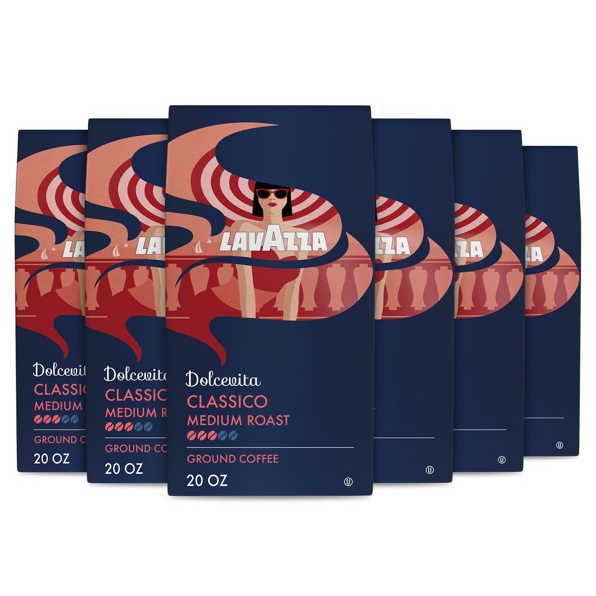 GUEST_2d18e2a4-4895-4ce8-8df0-c9a08d96b137.jpg Lavazza Dolcevita Classico Ground Coffee, Medium Roast, Arabica and Robusta Blend, 20 oz Bag (Pack of 6) - Image 1