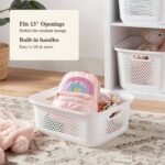 Small Rounded Square Decorative Plastic Bin with Cutout Handles White - Brightroomâ„¢ - Image 4