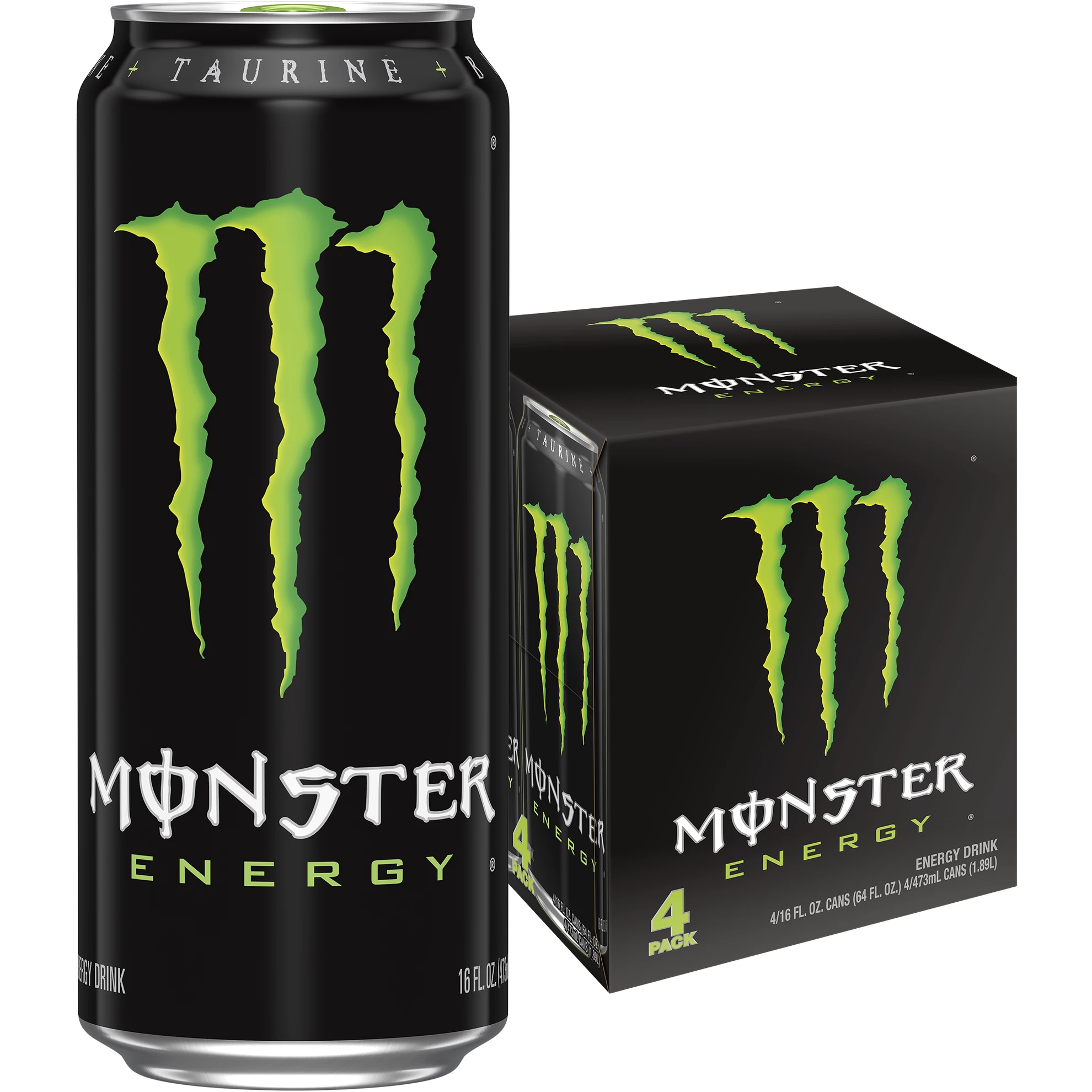 GUEST_2e8c35ed-ab90-4c12-b1c8-38cd6fc93d27 Monster Energy, Original - 4pk/16 fl oz Cans: Caffeinated, No Artificial Colors, Low Sodium - Image 1