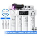 Waterdrop - WD-T4-A Alkaline pH+ Reverse Osmosis Water Filter, extra 3 RT-CF Filters - White