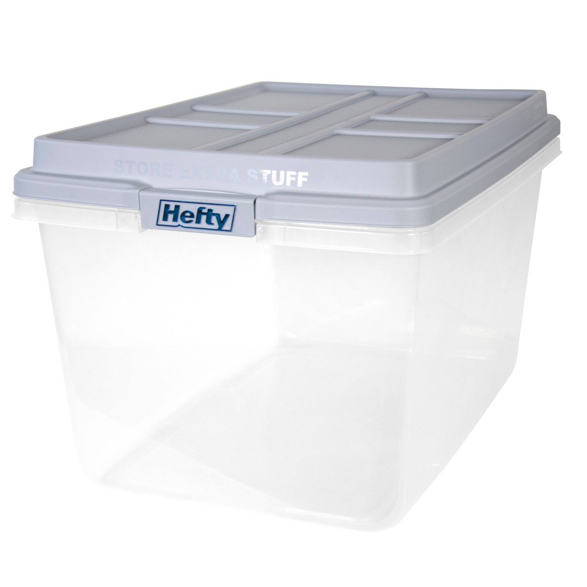 GUEST_2ecc4aa4-343e-4268-a0a3-ab4e05284f26.jpg Hefty 72qt Clear Hi-Rise Storage bin with Stackable Lid Gray: Plastic Utility Tubs, Locking Handles, Snap Closure - Image 1