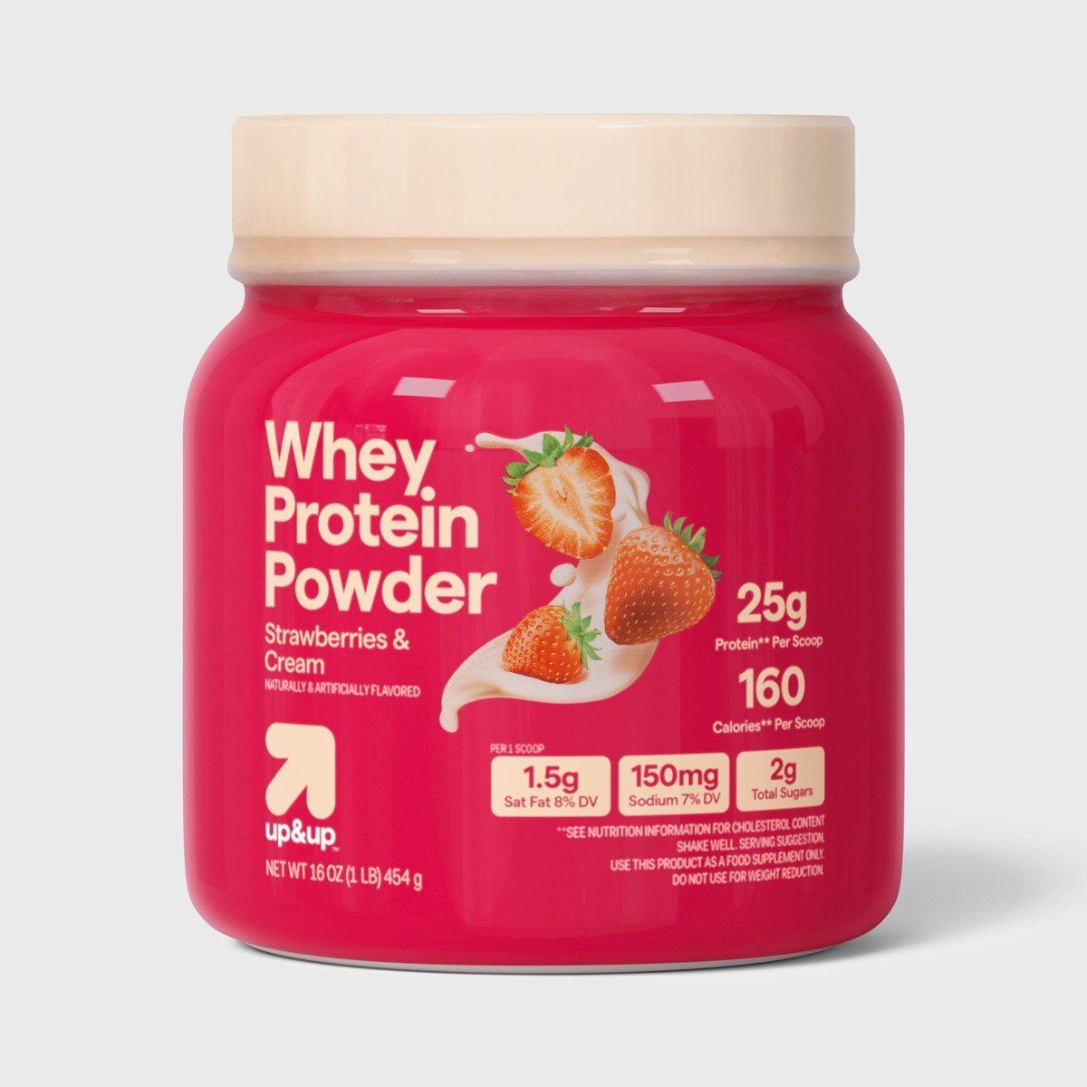 GUEST_2f937b1c-353a-4117-b5d9-d0319647f797.jpg Whey Protein Powder - Strawberries and Cream - 16oz - up&up™ - Image 1