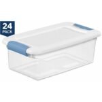 Sterilite 24-Pack 6 Quart Latching Storage Boxes with Lids, Clear Stackable Plastic Storage Bins for Home, Closet, Office & Dorm Organization