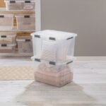 Sterilite 80qt Hinged Lid Latch Box: Plastic Storage Bin, Portable, Stackable, Transparent, Built-In Handles - Image 6