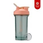 BlenderBottle 24 fl oz Energy and Sports Drink Shaker Bottle - Green/Peach: BPA-Free, Flip-Top Lid, Odor-Resistant