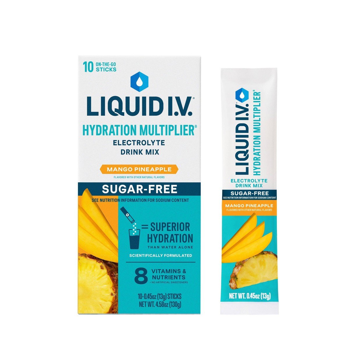 GUEST_31c548af-0cc9-4bfa-bd7a-2eed249c8e6f.jpg Liquid I.V. Sugar Free Hydration Electrolyte Powder Supplements - Mango Pineapple - 4.58oz/10ct: Non-Caffeinated Drink Mix - Image 1