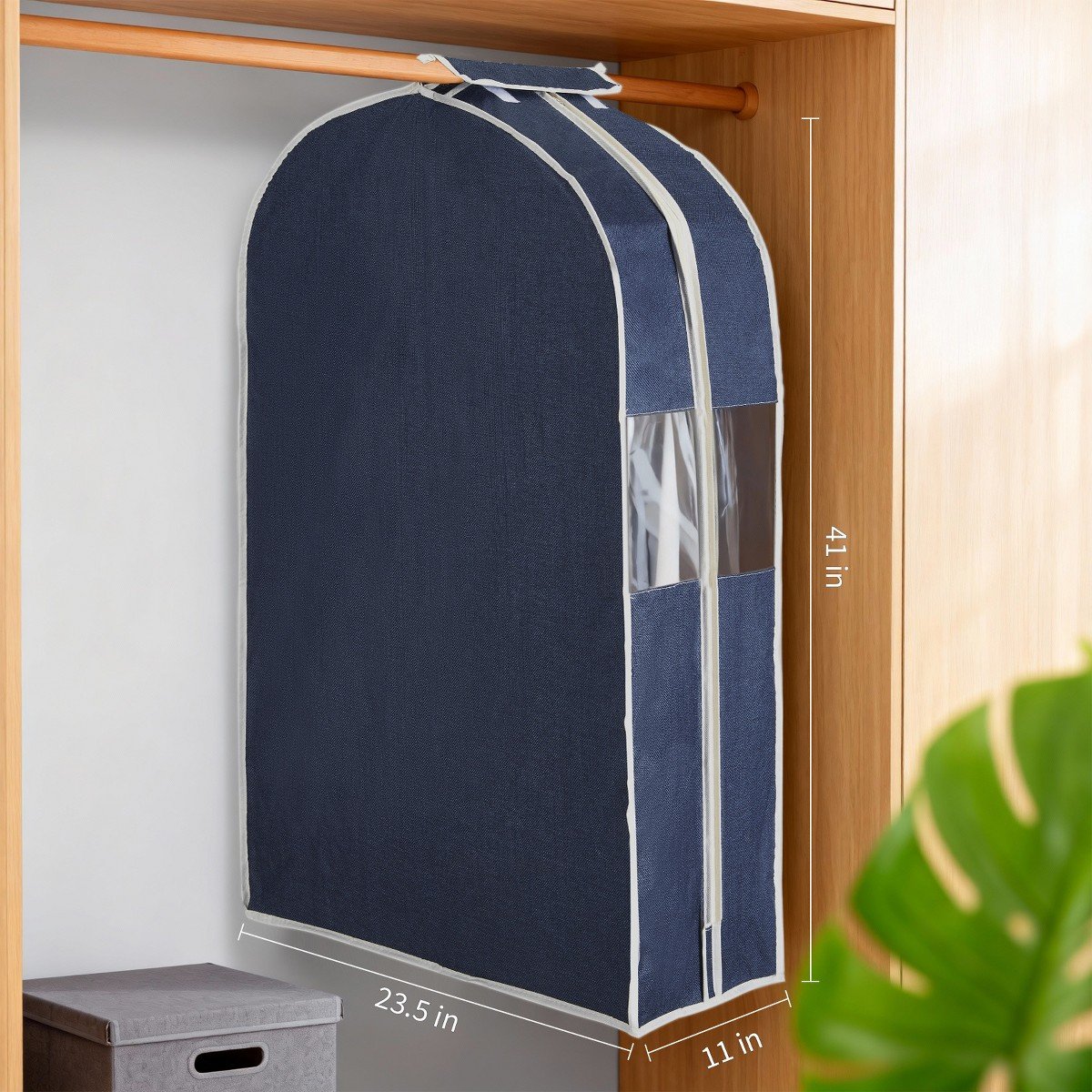 GUEST_31d184b0-1037-45f2-9d86-1d71036c0978.jpg GustoWave 40" Cotton Linen Garment Bags 2-Pack, Breathable Dust Covers for Clothes, Travel Closet Storage, Lightweight, Blue - Image 1