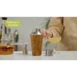 True Stainless Steel Cocktail Shaker with Built-in Strainer & Jigger Cap, Drink Mixer for Vodka Cocktails, Margaritas, Martinis, 20 oz, Wood Pattern - Image 2