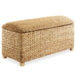 Casafield 36" Storage Trunk with Curved Lid, Safety Hinge - Natural, Water Hyacinth Wicker Storage Chest Basket for Bedroom, Entry Way, Living Room