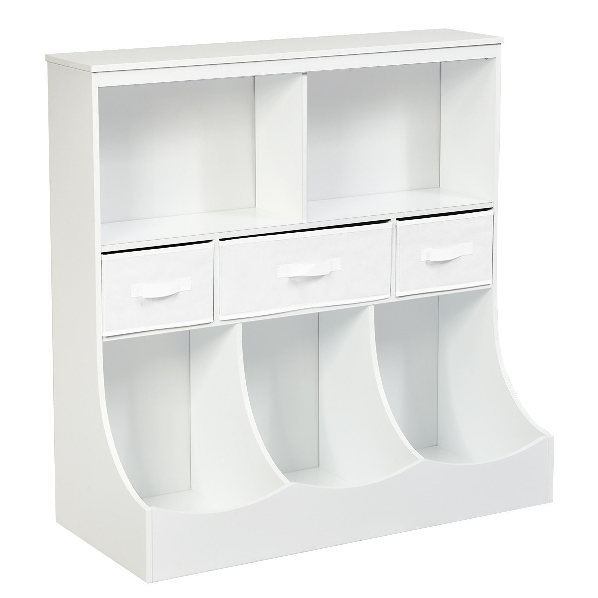 GUEST_338db59b-da3b-4cec-919a-d74957a1fef4.jpg Costway Freestanding Combo Shelf Cubby BinW/3 Baskets White - Image 1