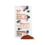 COPPER COW COFFEE Classic Organic Vietnamese Dark Roast Ground Coffee - 12oz: Nut, Dark Chocolate