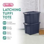 Sterilite Tuff1 18 Gal Plastic Storage Tote Bin w/Latching Lid, Blue (24 Pack) - Image 4
