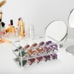 Sorbus 3 Pack Clear Stackable Plastic Sunglass Holder with Hinged Lid for Eyewear Display Includes 5 Sections - Image 2