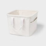 8''x10.5'' Fabric Stitched Decorative Storage Basket Ivory - Brightroomâ„¢